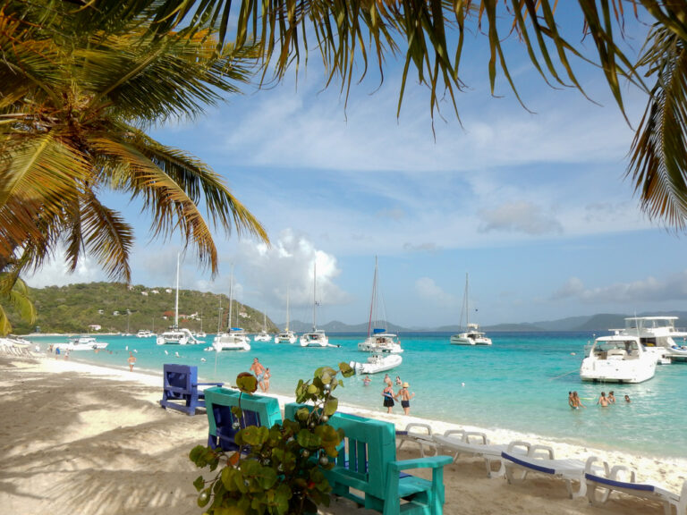 view of boats from beach at white bay jost van dyke bvi